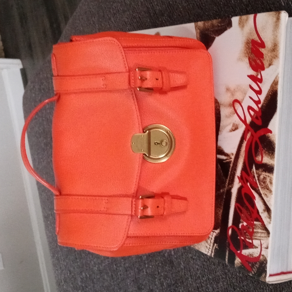 ๐Polo Ralph Lauren๐ - Orange Vachetta "School" Crossbody Satchel - Picture 2 of 16